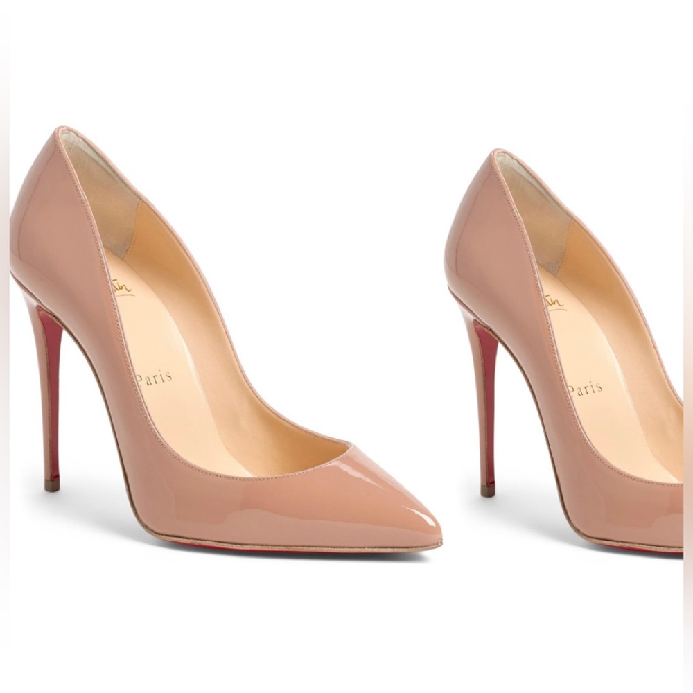 Christian louboutin nude patent leather pumps